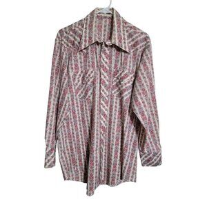 Shirt Men Pearl Snap Western Plaid Preppy Cowboy School Rodeo Floral Art Of War